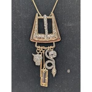 ALEXIS  BITTAR CONVERTIBLE  PIN TO NECKLACE BUCKLE WITH CHAIN Skull & Snake